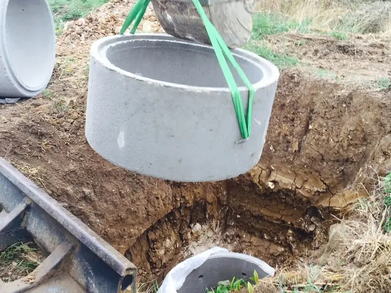 Pose de buses béton pour un ouvrage d'assainissement
